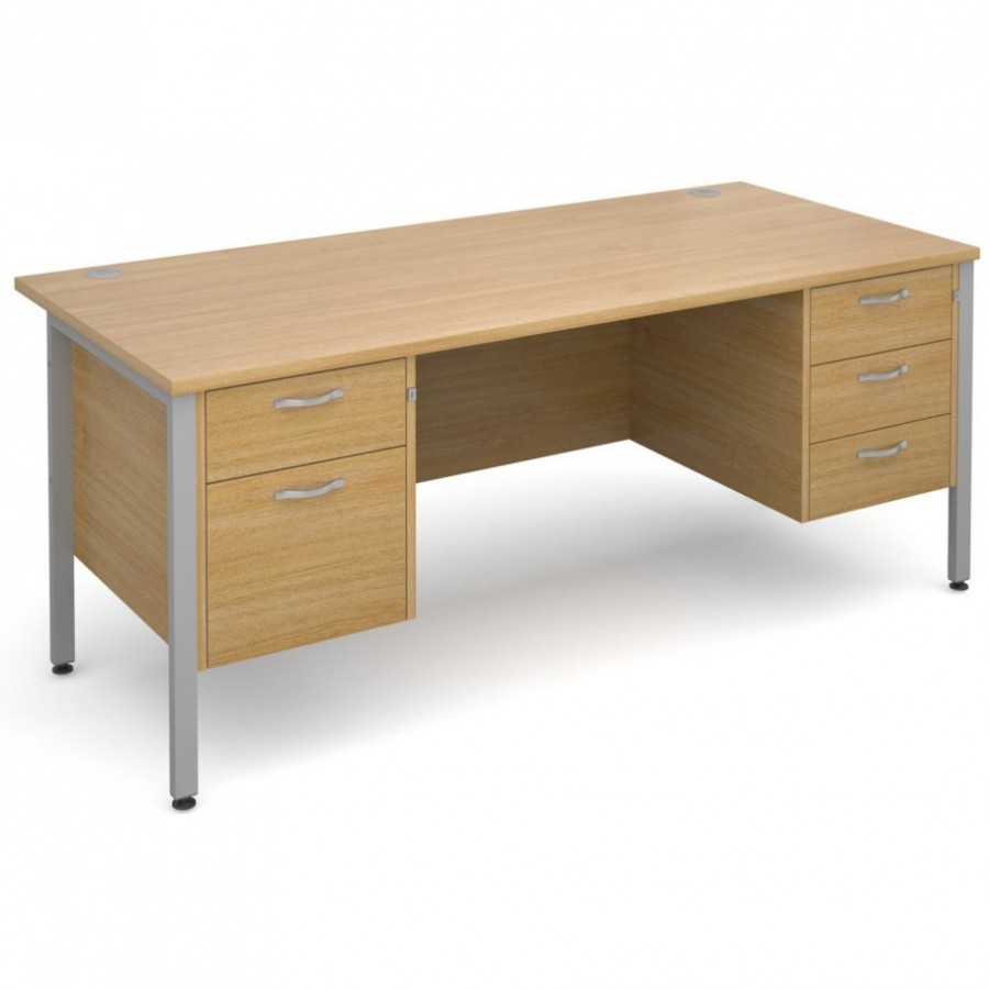 Maestro H Frame Straight Office Desk with 2 and 3 Drawer Pedestal